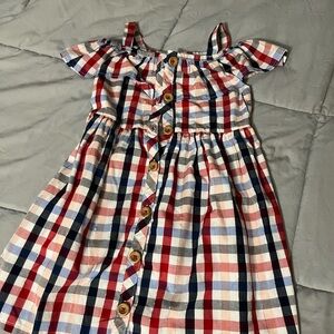 Chic Checkered Kids Dress with Button Accents